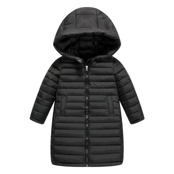 GYRATEDREAM Kids Hooded Padded Coat Boys Girls Long Down Jacket Windproof Warm Puffer Coat 3-10T