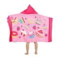 thumbnail image 1 of GYRATEDREAM Kids Hooded Poncho Towels, Boys Girls Soft & Absorbent Microfiber Cartoon Print Beach Towel, Swimming Pool Changing Robe Bathrobe Bath Towel Pink for 8-10Y, 1 of 4