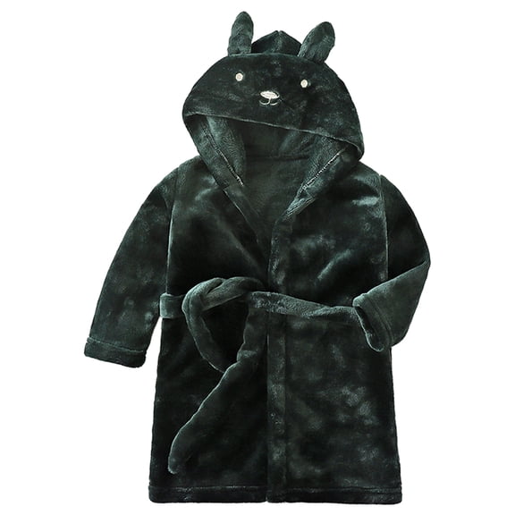 GYRATEDREAM Kids Little Boys Girls Cartoon Hooded Bathrobe Toddler Warm Fleece Robe Sleepwear