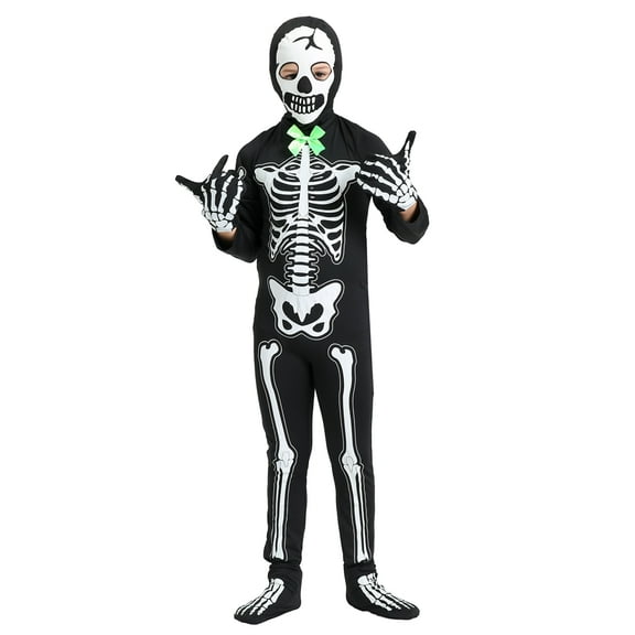 GYRATEDREAM Kids Skeleton Costume, Glow in The Dark, Halloween Horror Jumpsuit for Boys&Girls 5-15T