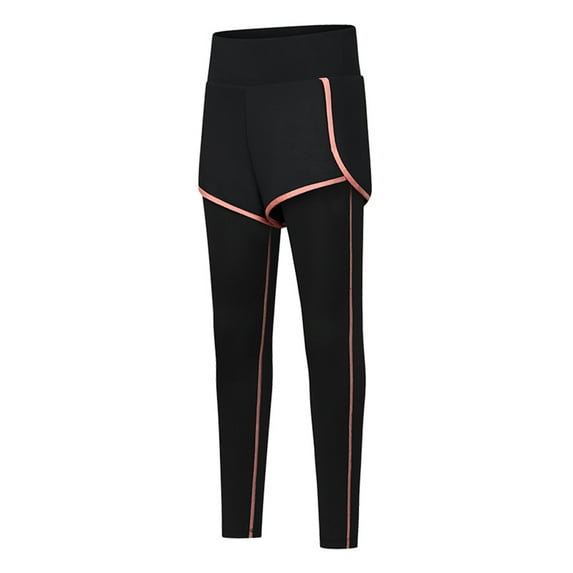GYRATEDREAM Kids Sports Quick Dry Leggings with Shorts Child 2 in 1 Running Workout Athletic Legging Pants Toddler Youth for 4 Years-12 Years