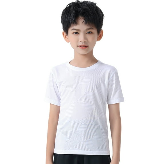 GYRATEDREAM Kids Summer Moisture Wicking Active Athletic Performance Undershirt Round Neck Short-Sleeve Solid Color T-Shirt Boys & Girls Teenagers Aged 4 Years-14 Years