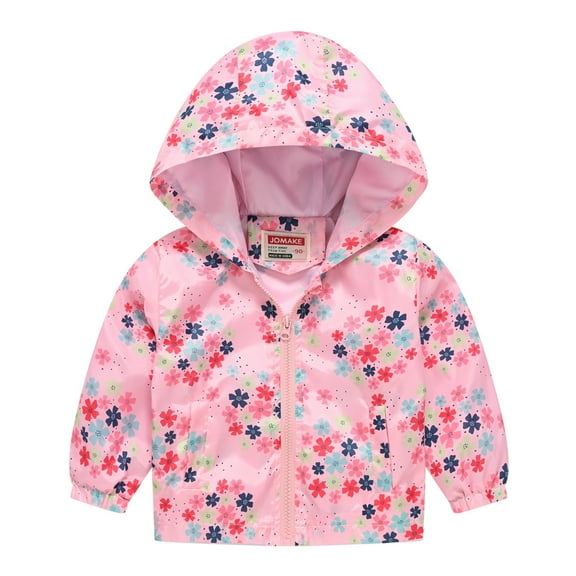 GYRATEDREAM Kids Toddler Girls Cartoon Spring Fall Outerwear Windbreaker Zipper Hooded Lightweight Jackets Coat