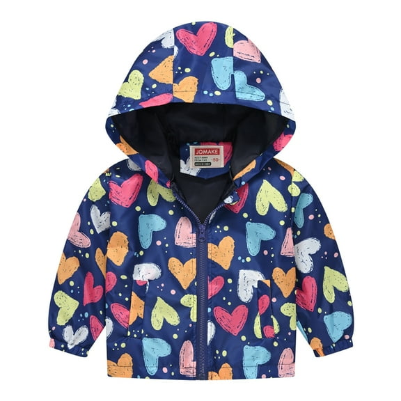 GYRATEDREAM Kids Toddler Girls Cartoon Spring Fall Outerwear Windbreaker Zipper Hooded Lightweight Jackets Coat