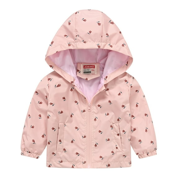 GYRATEDREAM Kids Toddler Girls Cartoon Spring Fall Outerwear Windbreaker Zipper Hooded Lightweight Jackets Coat