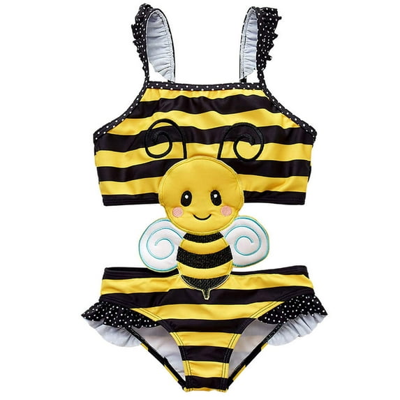 GYRATEDREAM Kids Toddler Girls Swimsuit Swimming Costume One-Piece Bathing Suit 4-5T - Bee