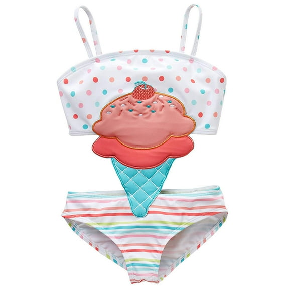 GYRATEDREAM Kids Toddler Girls Swimsuit Swimming Costume One-Piece Bathing Suit 7-8T - Ice cream