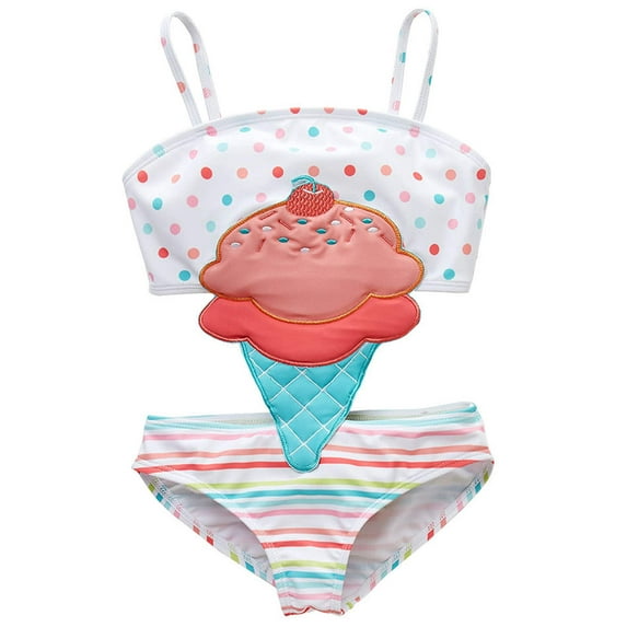 GYRATEDREAM Kids Toddler Girls Swimsuit Swimming Costume One-Piece Bathing Suit 7-8T - Ice cream