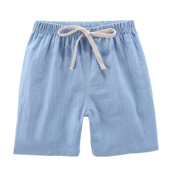 GYRATEDREAM Kids Toddler Little Boy Girl Cotton Linen Summer Shorts Solid Color Casual Pants with Drawstring 2-11T