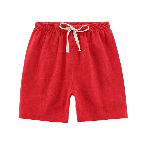 GYRATEDREAM Kids Toddler Little Boy Girl Cotton Linen Summer Shorts Solid Color Casual Pants with Drawstring 2-11T