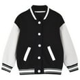 thumbnail image 1 of GYRATEDREAM Kids Varsity Jacket Boys Girls Baseball Jacket Sports Outerwear Zipper Coat for School Uniform for 4-6Y Black, 1 of 7