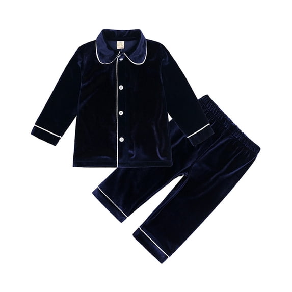 GYRATEDREAM Kids Velvet Pajamas Toddler Button-Down Solid Long-Sleeve T-Shirt Top + Pants 2PCS Christmas Outfits Sleepwear Clothes for 3M-13Y