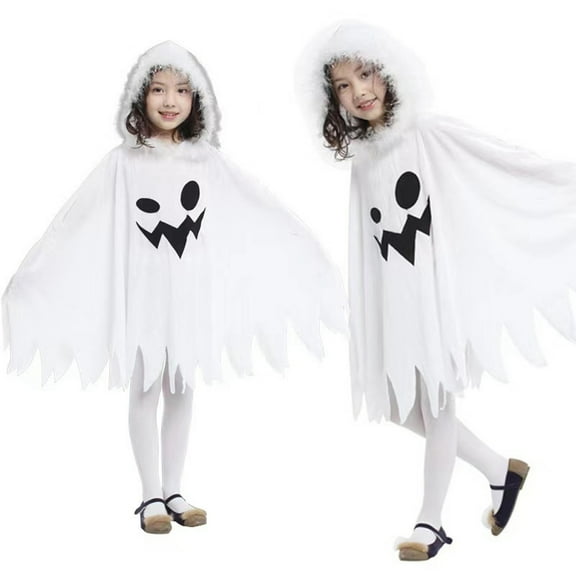 GYRATEDREAM Kids White Ghost Halloween Cloak Costumes Toddlers Elf Cape Cosplay Role Play 4-12 Years
