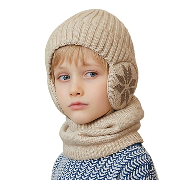 GYRATEDREAM Kids Winter Beanies Hat Scarf 2 Pieces Set, Boys Girls Knitted Cap & Neck Warmer with Fleece Lined Outfits Toddler Baby Children Winter Soft Warm Accessories for 3-7 Years