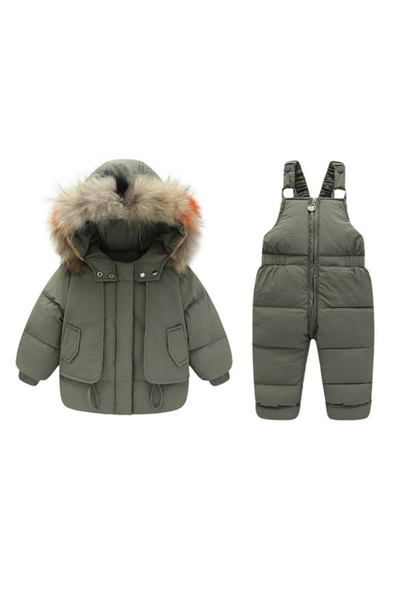 Kids Winter Puffer Jacket and Snow Pants 2-Piece Snowsuit Skisuit Set 1-6T