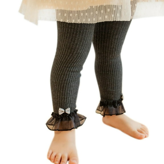 GYRATEDREAM Leggings for Toddler Baby Girls, Girls Soft Leggings Pants Lace Bow Elastic Waist Tights Stockings for M