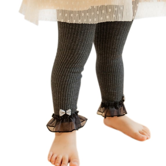 GYRATEDREAM Leggings for Toddler Baby Girls, Girls Soft Leggings Pants Lace Bow Elastic Waist Tights Stockings for M
