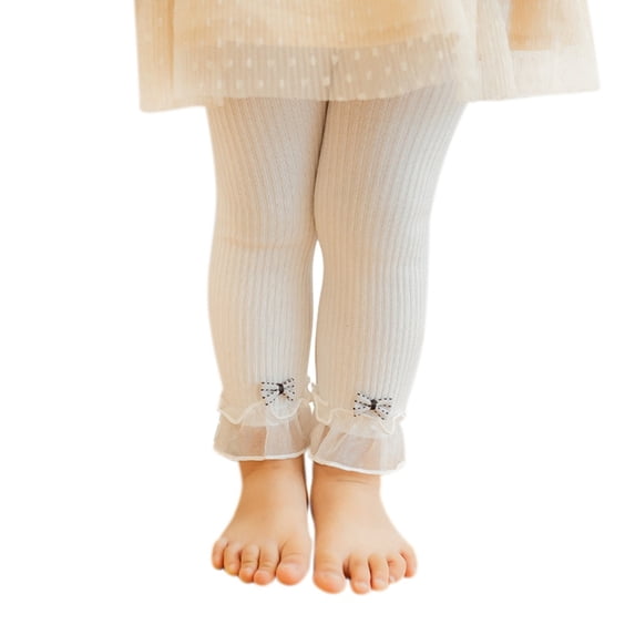 GYRATEDREAM Leggings for Toddler Baby Girls, Girls Soft Leggings Pants Lace Bow Elastic Waist Tights Stockings for S