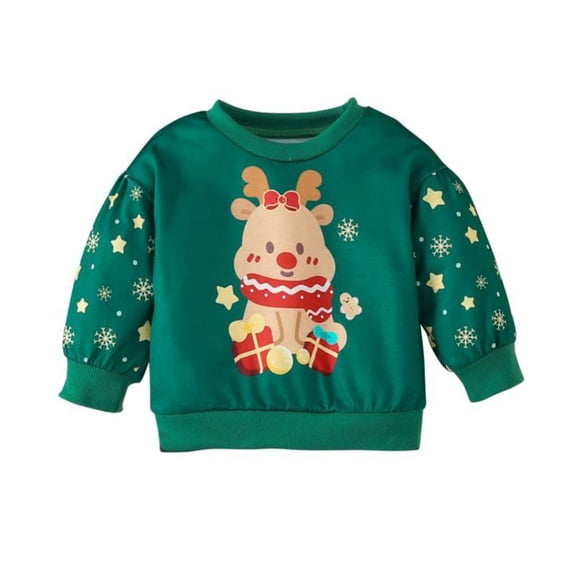 GYRATEDREAM Little Boys Girls Sweatshirt Toddler Kids Christmas Clothes Baby Pullover Sweater Kids Elk Holiday Shirt Top for 18-24M Green