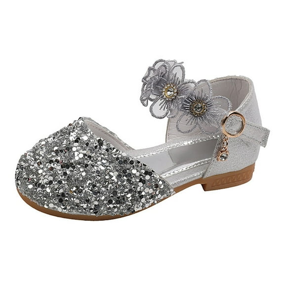 GYRATEDREAM Little Girl Low Heel Princess Dress Shoes Toddler Girl Mary Jane Glitter Ballet Flats
