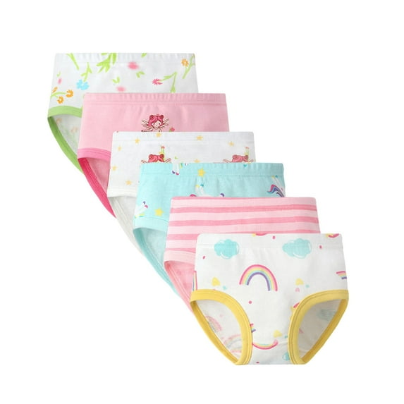 GYRATEDREAM Little Girls' Cotton Brief Breathable Toddler Panties Kids Assorted Underwears 6 Pieces 2-7T