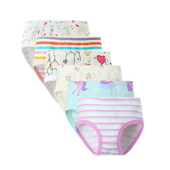 GYRATEDREAM Little Girls' Cotton Brief Breathable Toddler Panties Kids Assorted Underwears 6 Pieces 2-7T