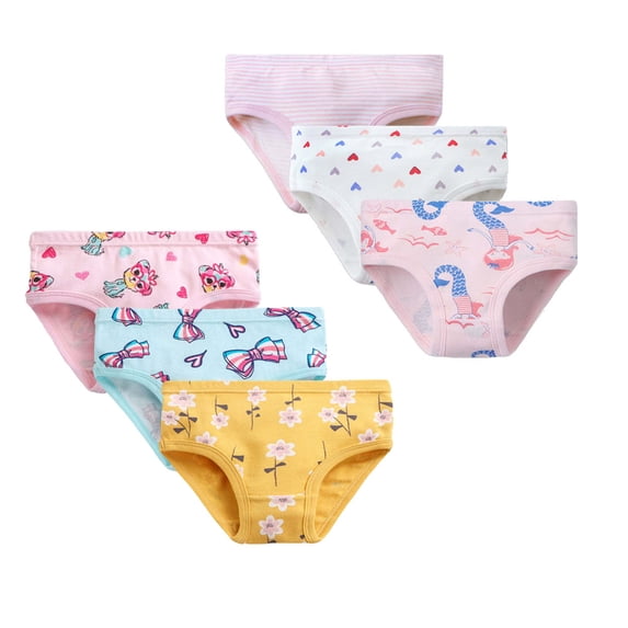 GYRATEDREAM Little Girls' Soft Cotton Underwear Kids Breathable Comfort Panty Briefs Toddler Undies(Pack of 6)