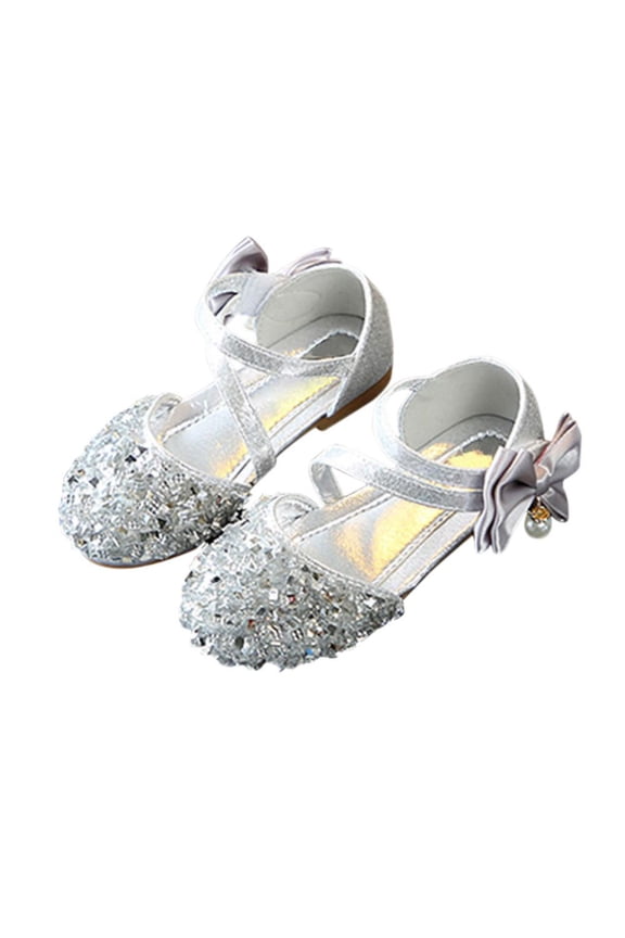Little Kids Girls Dress Pumps Glitter Sequins Princess Low Heels Mary Jane Party Dance Shoes Rhinestone Sandals