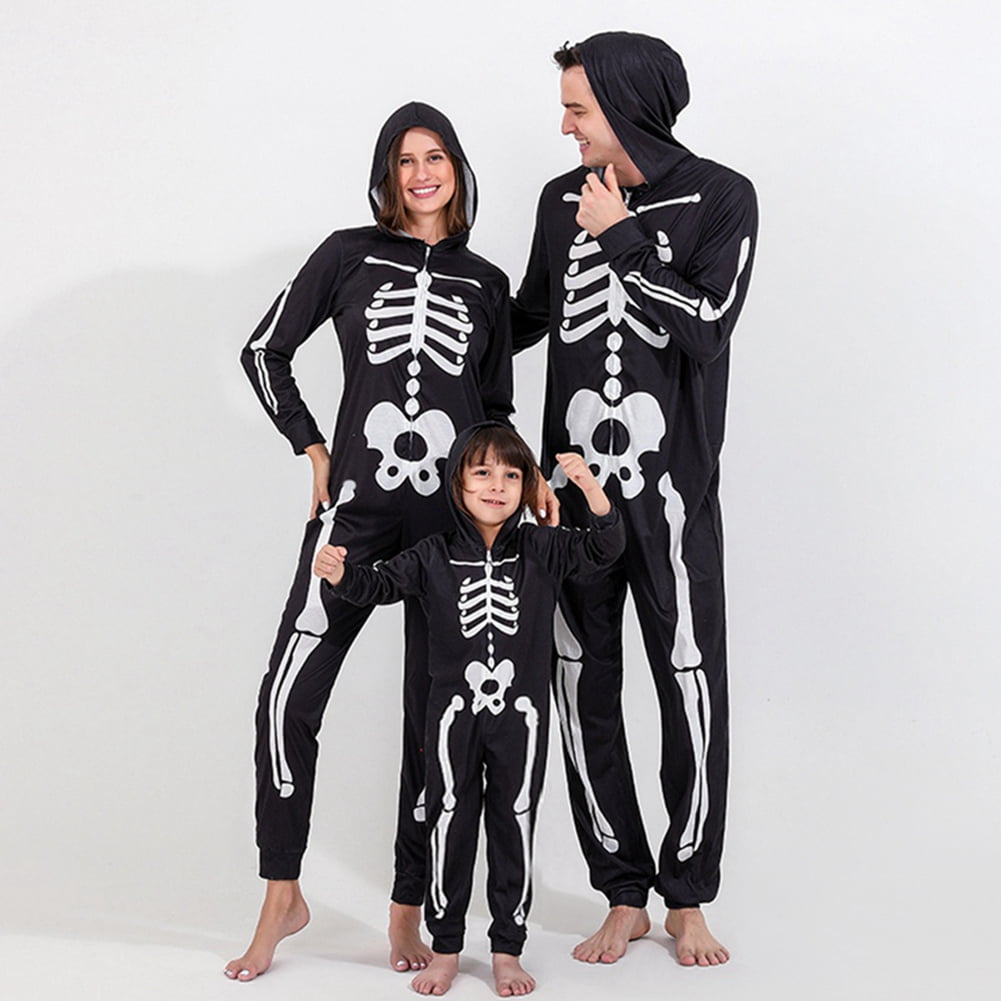 Boys Matching Family Halloween Glow In The Dark Long Sleeve Skeleton  Graphic Tee