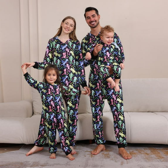 GYRATEDREAM Matching Halloween Onesie Pajamas for Family/Couples/Women/Men, Pumpkin Holiday One Piece Adults Pjs Sleepwear