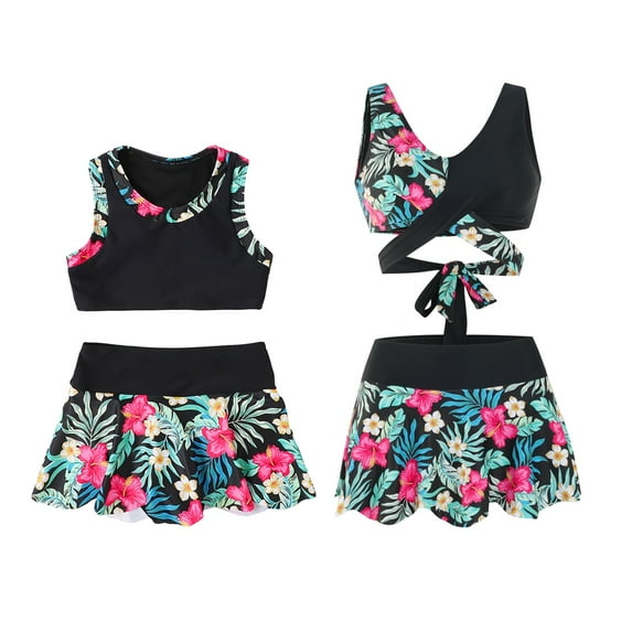 GYRATEDREAM Mommy and Me Swimsuits Two Pieces Bikini Set Family Matching Tankini Sets Women Swimwear Girls Bathing Suits for 4-5 Years