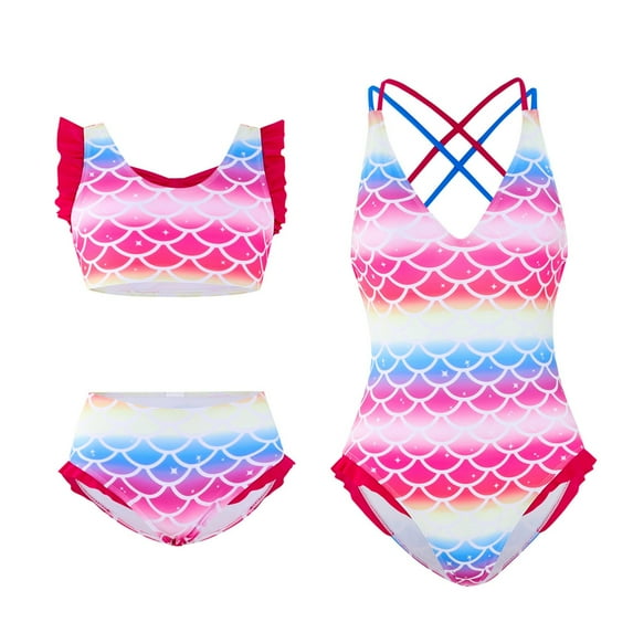GYRATEDREAM Mommy and Me Swimsuits Two Pieces Bikini Set Family Matching Tankini Sets Women Swimwear Girls Bathing Suits for 6-8 Years