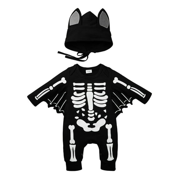 GYRATEDREAM My First Halloween Outfits Bat Costume Newborn Infant Baby Boy Girl Clothes Jumpsuit Bodysuit Romper with Hat 0-18 Months