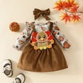 thumbnail image 1 of GYRATEDREAM My First Thanksgiving Baby Girl Outfits Long Sleeve Romper Suspender Turkey Skirt Bow Headband 0-18 Months, 1 of 9
