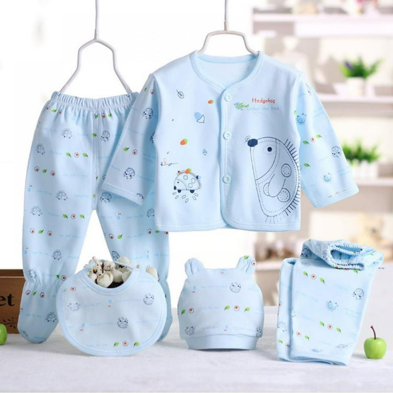 Gyratedream Newborn Essentials Casual Newborn Baby Clothes Blue Baby Boy 5 Pieces Set