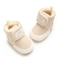 thumbnail image 1 of GYRATEDREAM Newborn Baby Boy Girl Cotton Booties Soft Sole Infant Stay On Prewalker Slippers Winter Warm Toddler Cute Cozy Fleece Socks House Shoes Apricot for 0-18 Months, 1 of 8