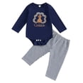 thumbnail image 1 of GYRATEDREAM Newborn Baby Boy Girl Thanksgiving Day Outfit Infant Long Sleeve Turkey Print Romper Bodysuit Top Pant Set 2Pcs Toddler Fall Winter Clothes Blue for 0-18 Months, 1 of 8