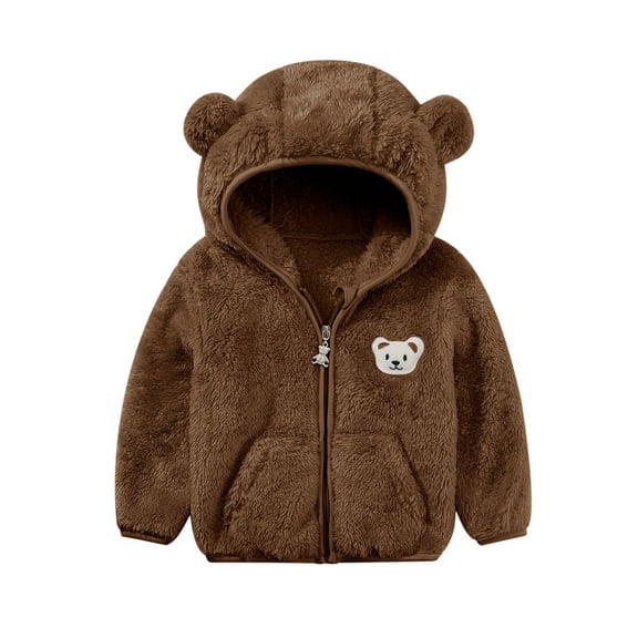 GYRATEDREAM Newborn Baby Boys Girls Fleece Jackets Zip Up Hoodies Cute Bear Coats Fuzzy Jacket Infant Warm Fall Winter Outwear Jacket