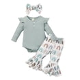 thumbnail image 1 of GYRATEDREAM Newborn Baby Girl Christmas Clothes Printed Long Sleeve Romper Bell Bottoms Headband Set Toddler Girls' Clothing Outfit, 1 of 8