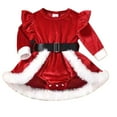 thumbnail image 1 of GYRATEDREAM Newborn Baby Girl Christmas Outfit Infant Romper Dress Long Sleeve Velvet Santa Tutu Dress with Hat Toddler Winter Warm Clothes for 12-18 Months Red, 1 of 8