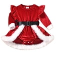 thumbnail image 1 of GYRATEDREAM Newborn Baby Girl Christmas Outfit Infant Romper Dress Long Sleeve Velvet Santa Tutu Dress with Hat Toddler Winter Warm Clothes Red for 1-18M, 1 of 8