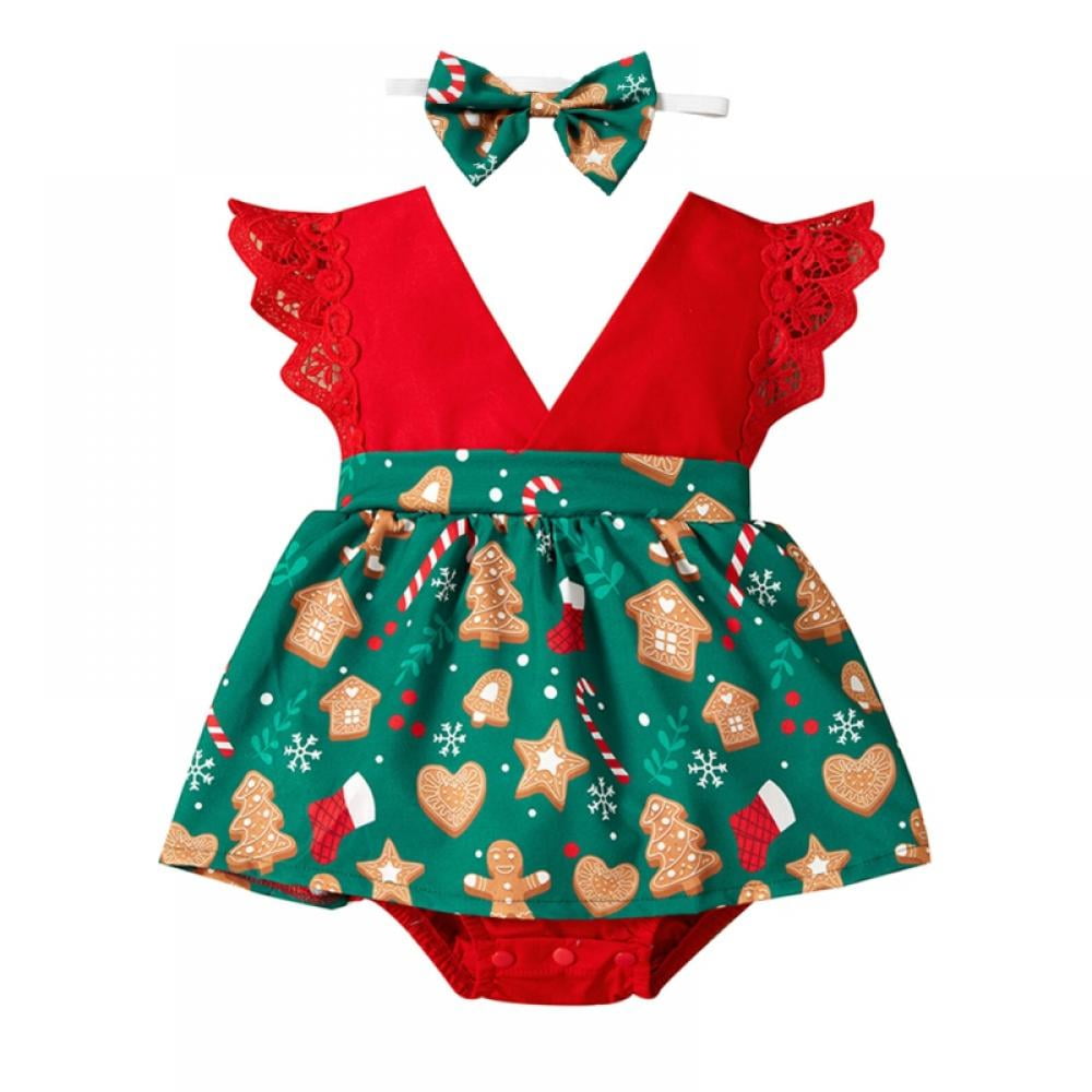 GYRATEDREAM Newborn Baby Girl Christmas Romper Dress Christmas Outfit