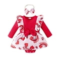 thumbnail image 1 of GYRATEDREAM Newborn Baby Girl Clothes Ribbed Romper Ruffle Long Sleeve Jumpsuit Bodysuit with Headband Set, 1 of 9