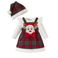 thumbnail image 1 of GYRATEDREAM Newborn Baby Girl Fall Winter Outfits Infant Thanksgiving Christmas Outfit Toddler Long Sleeve Romper + Suspender Skirt Set 2Pcs for 0-24 Months, 1 of 8