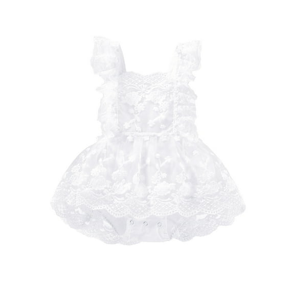 GYRATEDREAM Newborn Baby Girl Lace Ruffles Sleeve Bodysuits Backless Jumpsuit Clothes Romper