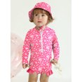 thumbnail image 1 of GYRATEDREAM Newborn Baby Girl One-Piece Swimsuit Floral Print Zipper Bathing Suit Ruffled Long Sleeve Rash Guard Swimwear with Hat, 1 of 9