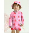 thumbnail image 1 of GYRATEDREAM Newborn Baby Girl One-Piece Swimsuit Floral Print Zipper Bathing Suit Ruffled Long Sleeve Rash Guard Swimwear with Hat, 1 of 9