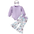 thumbnail image 1 of GYRATEDREAM Newborn Baby Girls Bell Bottom Outfit Infant Puff Sleeve Butterfly Floral Print Romper Top Cute Bow Flare Pants Headband Set Toddler Fall Winter Clothes for 0-18 Months Multi-color, 1 of 9