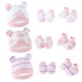 thumbnail image 1 of GYRATEDREAM Newborn Baby Girls Hats Mittens Socks Set Hospital Hat Beanie Infant Bow Hats Baby Cotton Gloves No Scratch Mittens, 1 of 6