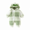 thumbnail image 1 of GYRATEDREAM Newborn Baby Infant Boys Girls Bear Onesie Baby Fleece Snowsuit Jumpsuit Hooded Footie Thick Winter Outwear 0-18M Green, 1 of 1